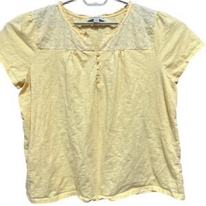 Carolyn Taylor Top Women Plus 20W Yellow Short Sleeve Casual Preppy 100% Cotton